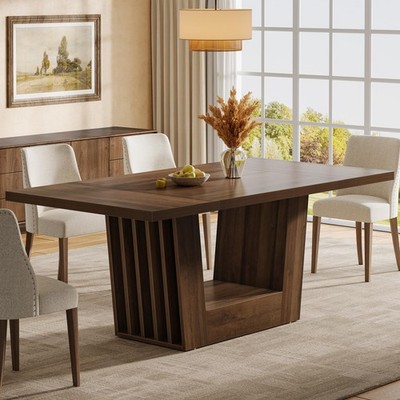 63 Inch Dining Table for 4-6 Farmhouse Heavy Duty Base for Kitchen Brown
