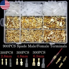 900X Assortment Male Female Spade Terminals Electrical Wire Crimp Connectors Kit