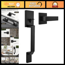 Matte Black Front Door Handle - Heavy Duty Single Cylinder Entry Handle, Reversi