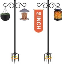 Double Shepherds Hooks for Outdoor,2 Pack 90 Inch Bird Feeder Pole with 5 Prongs