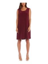 R&M RICHARDS Womens Maroon Embellished Sheer Sleeveless Evening Dress XL