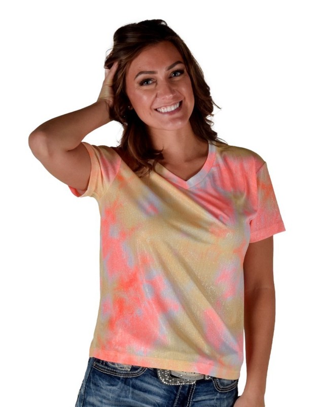 Cowgirl Tuff Western Shirt Womens S/S Sherbert XL Multi-Color 100879 CLEARANCE