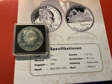 USA 1 Dollar 1990 Silber PP - 100 Jahre Dwight David Eisenhower (16)