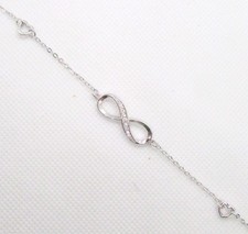 925 STERLING SILVER TWO HEARTS  INFINITY SYMBOL BRACELET 8.25 INCH  2.7G