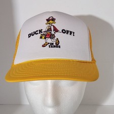 Vintage Duck Off In Tahoe Trucker Hat Snapback Mesh Mohr's Tag 80s Yellow
