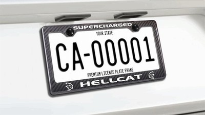 Hellcat Tor White Carbon Fiber License Plate Frame 2x2 Gloss