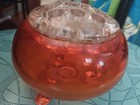 VINTAGE MCM flower frog GLASS  three TOE FOOTED beautiful orange / amber — photo 4