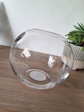 Hand-blown clear glass 'fish bowl' vase