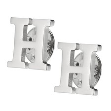 Letter Lapel Pins 2 Pcs Initial Alphabet Collar Pins Silver Tone Letter H
