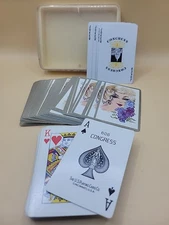 606 Congress Double Deck Bridge Cards Woman with Lilacs Louis Anquetin W/case ZO