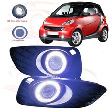For Smart Fortwo 2008-2012 White Halo Angel Eye Ring Led Drl Bumper Fog Lights
