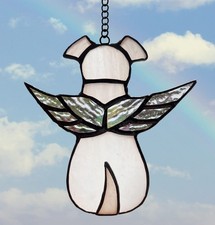 ZUAJITER Stained Glass Window Hanging Angel Dog Memorial Gifts for Loss of...