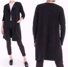 J. Crew Black Cotton Blend Knit Open Duster C...
