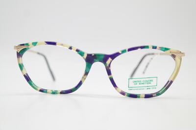 Vintage Brille BENETTON 26-750 Mehrfarbig Gold Oval Brillengestell eyeglasses