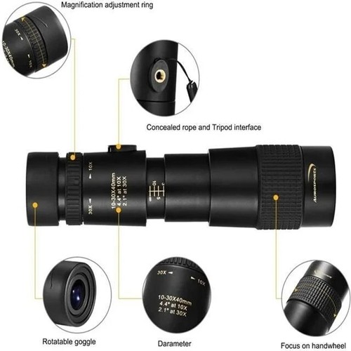 Monocular Telescope with Tripod & Phone Clip 10-300x40mm - Picture 3 of 4