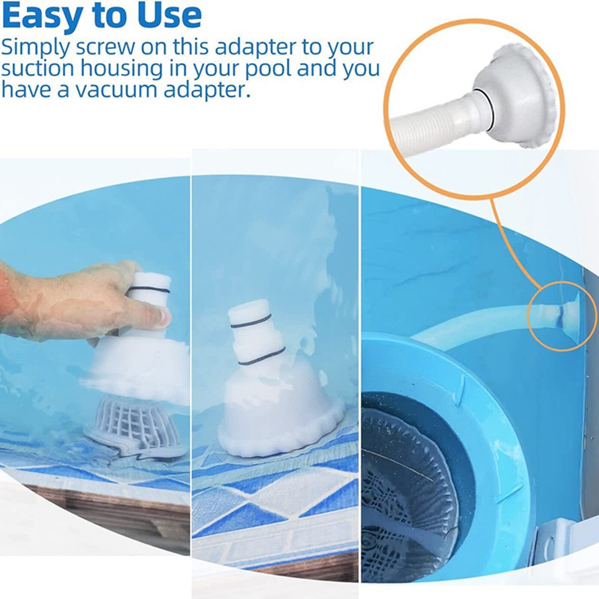 MULAN Vakuumadapter Für Summer Waves Pool - RP/RX Skimmer Aufsatz, Einfach Anzuschrauben