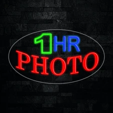 1 Hour Photo LED Neon Sign 28"L x 16"H #34292