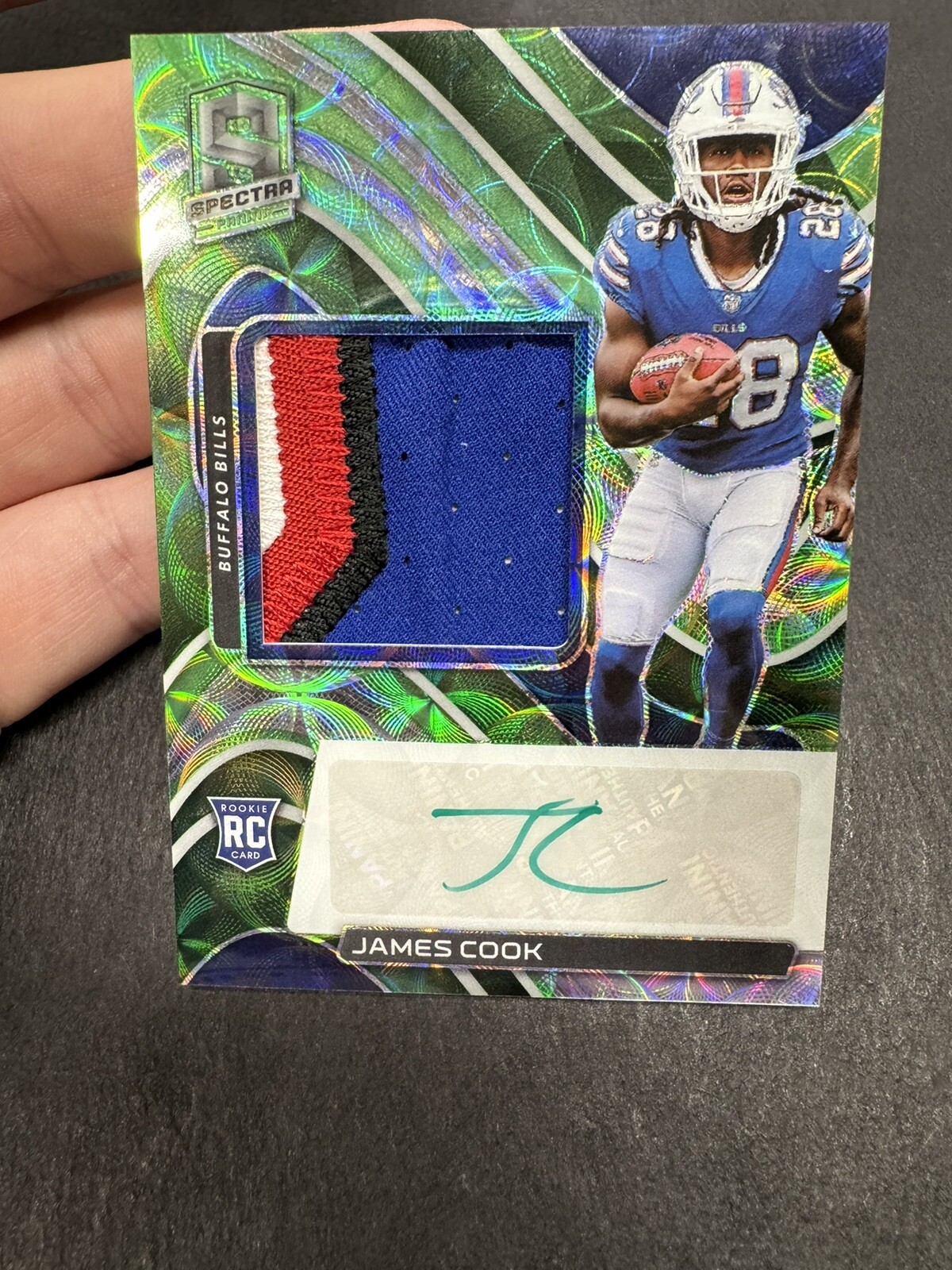 2022 Panini Spectra James Cook ROOKIE PATCH AUTO RPA Neon Green /35 SP RC