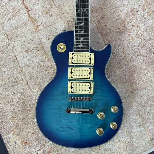 USA Warehouse Custom Les Paul Electric Guitar Transparent flame maple top