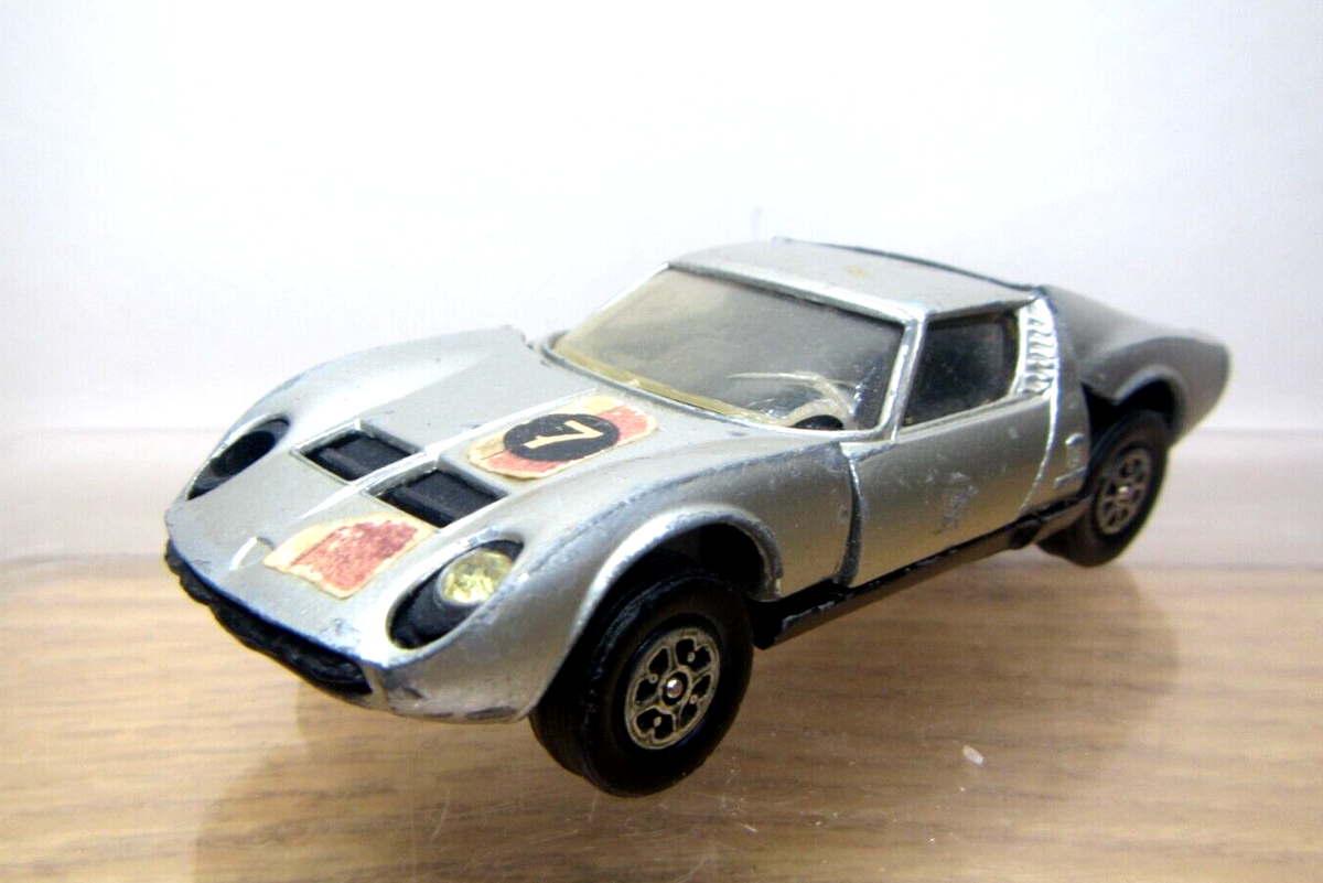 Vintage Corgi Toy Car Lamborghini Miura P400 Long Gray