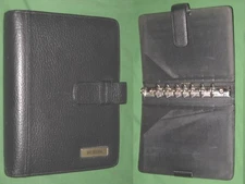 DESK ~ 1.25" ~ Black LEATHER Day Timer Planner BINDER Classic 8118