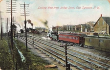 Postcard Looking West from Bridge St. Syracuse NY Colvin Station Train Depot