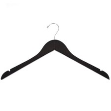 Quality Black Semi Curved 17 in. Wooden Dress/Shirt Hangers. - 25 Pk FAST SHIP 