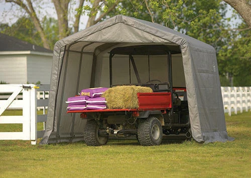 Large 10' Gray Shed in a Box Peak Shelter Steel Frame Outdoor Backyard Storage  - Image 4 of 4
