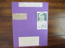 JOHNNY MOKAN(D-1985)Signed Trimmed Index Card w/8 x 11 Display w/Stat/Obit/Photo
