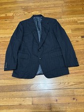 Vintage Polo Ralph Lauren Wool Blazer Mens 40R Gray Striped Made USA Sport Coat