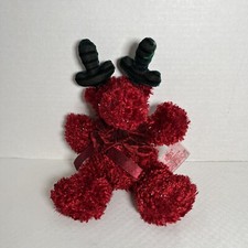 Russ Reindeer Moose Plush Stuffed Animal 9" Deep Red Christmas