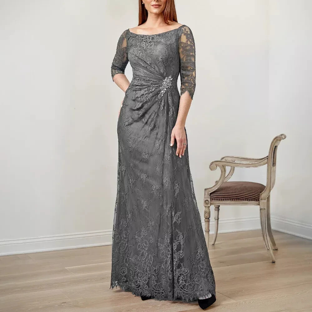 Elegant Mother of the Bride Dresses Gray Lace Women A Line