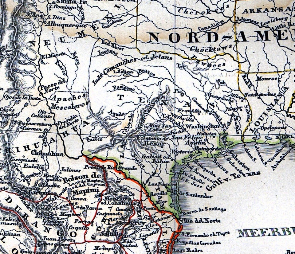 Mapa Stieler 1847 - Estados Unidos Texas México California Centroamérica Panamá Foto 3 de 4
