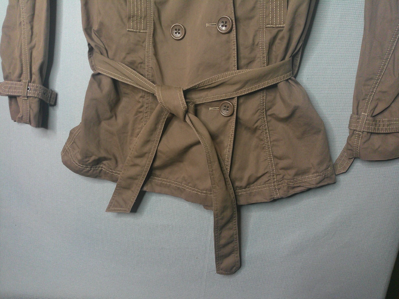 Gap Double Breasted Jacket Womens Medium Tan Belt… - image 4