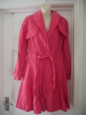 Kaliko Coat Cotton/ Linen Blend Smart Jacket Size 10 Hot Pink Belted Classic