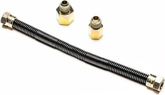 Dreffco 3/8 Inch Non-Whistle Gas Flex Line for NG or LP Fire Pits and Fireplaces