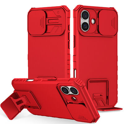 For iPhone 16 Pro Max 15 14 13 12 11 Hard Kickstand Case Slide Lens Cover Rugged