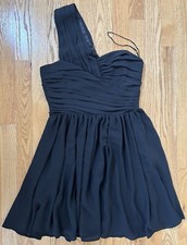 Express Black One Shoulder Mini Dress Ruched Lined Party Cocktail Size 0