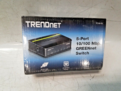 TRENDnet 5-Port  10/100 Mbps GREENnet Ethernet Desktop Te100-s5/a, SEALED