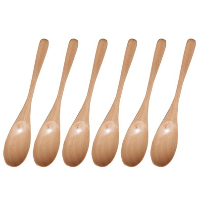 6 Pcs Coffee Wooden Teaspoon Salad Spoon Watermelon Spoon Cupcake Spoon Salt