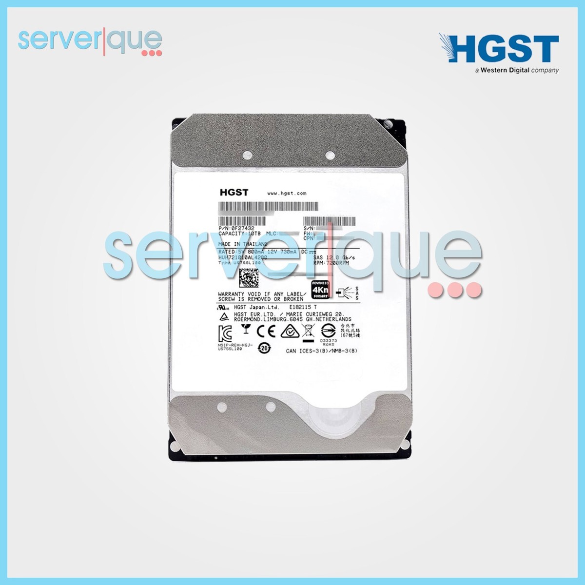 HGST HUH721010AL4200 Ultrastar 10TB 7.2K 6Gbps 4Kn 3.5