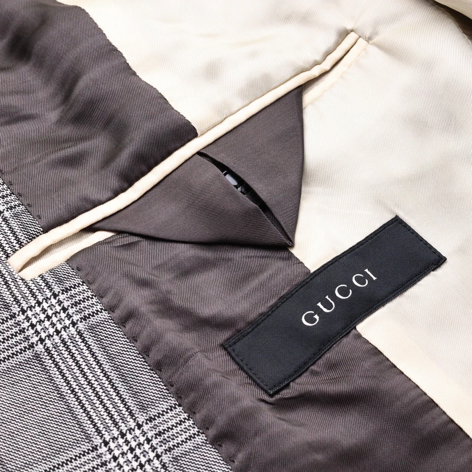 NUEVO $3,495 Gucci Gris Peltre Overcheck Lana/Mohair 2B Frente Plano Traje Para Hombre 40L Foto 4 de 4