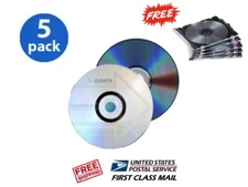 5PK Ridata Logo 16X DVD-R DVDR Blank Disc Storage Media FREE Slim Jewel Case