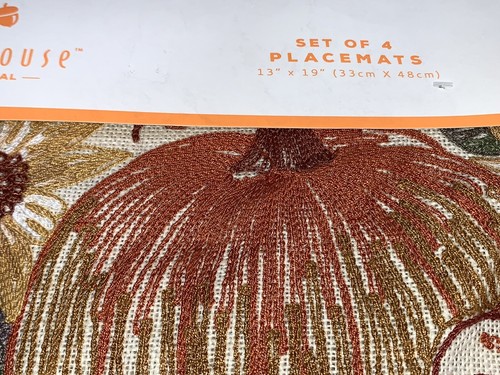 Storehouse Fall Thanksgiving Halloween Placemats Set of 4 Jute 13” x 19” New - Picture 5 of 7