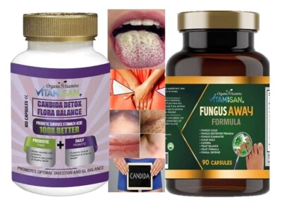 ORGANIC VITAMINS PURE & HEALTH CANDIDA AWAY Cleanse & Detox Antifungal, full clean support Pure Acidophilus 2