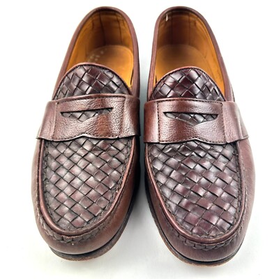 Foot Joy Men Handsewn Brown Woven Leather Penny Loafer 31982  display picture 1