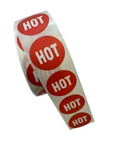 1.125 " Round Inventory Red HOT Food Temperature Labels Stickers 1000 Per Roll