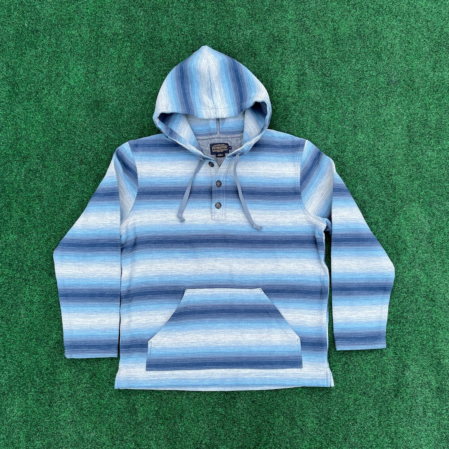 Pendleton Blue Striped Henley Doublesoft Pullover… - image 1