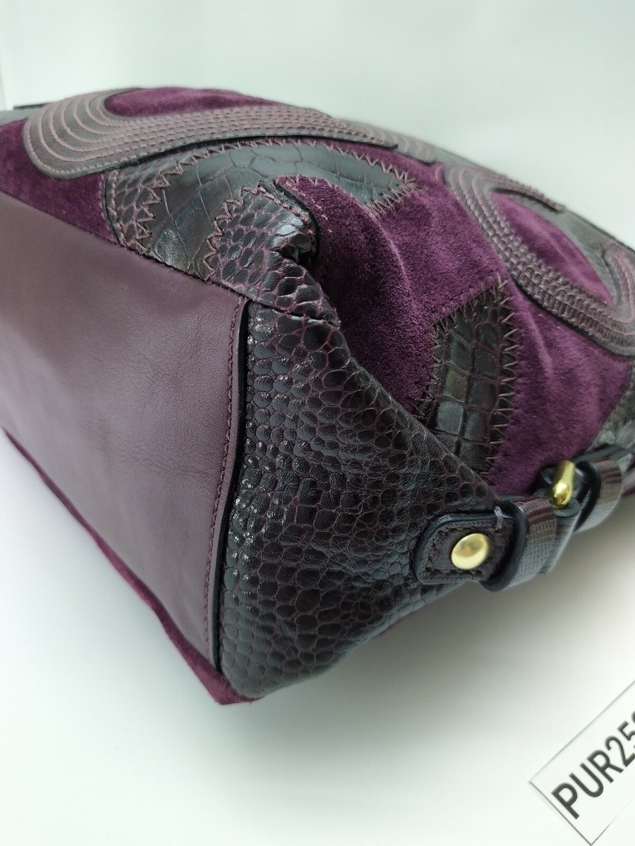 Coach Inlaid C Brooke Purple Leather Suede Medium Hobo Tote Bag