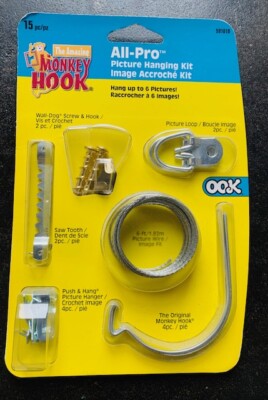 Monkey Hook Picture Hanging Kit, Hang up to 6 Pictures, 15 pc NEW